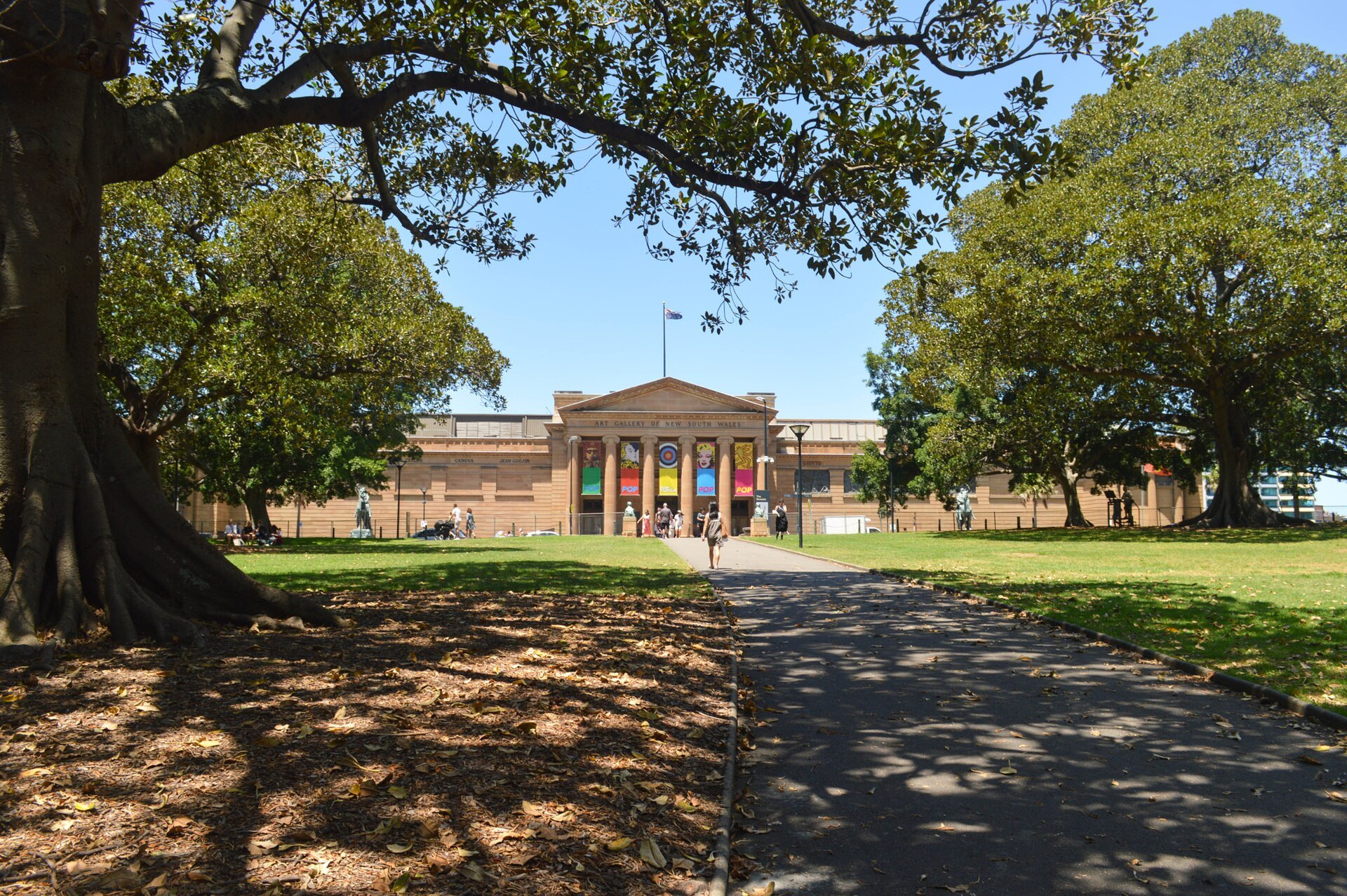 The Art Gallery seen from under the trees of the Domain