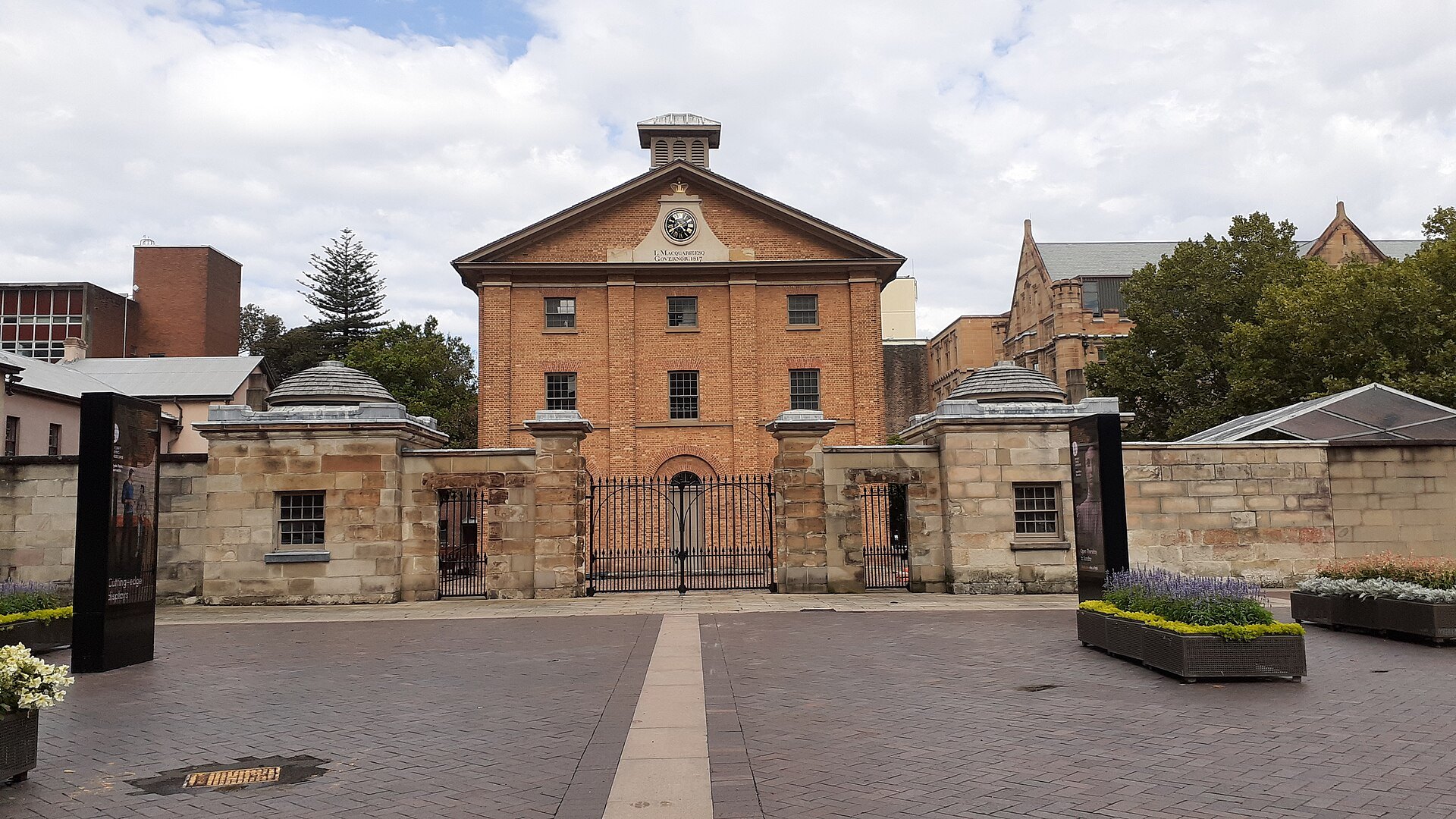 The barracks seen across its paved forecourt