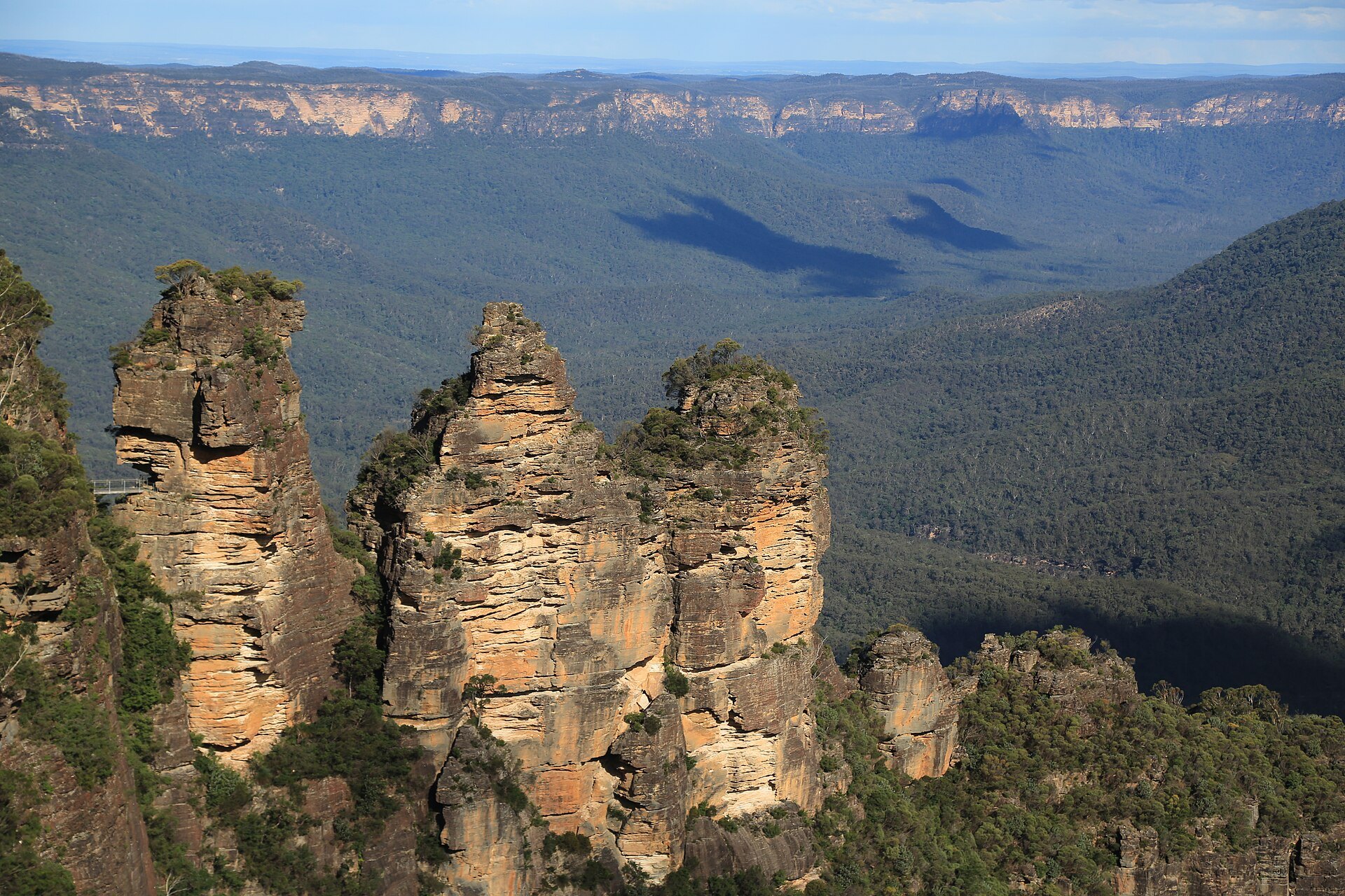 The Three Sisters rock formation at Katoomba above the Jamison Valley