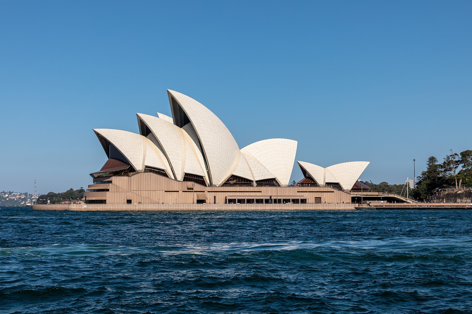 The Sydney Opera House across the water on a clear day