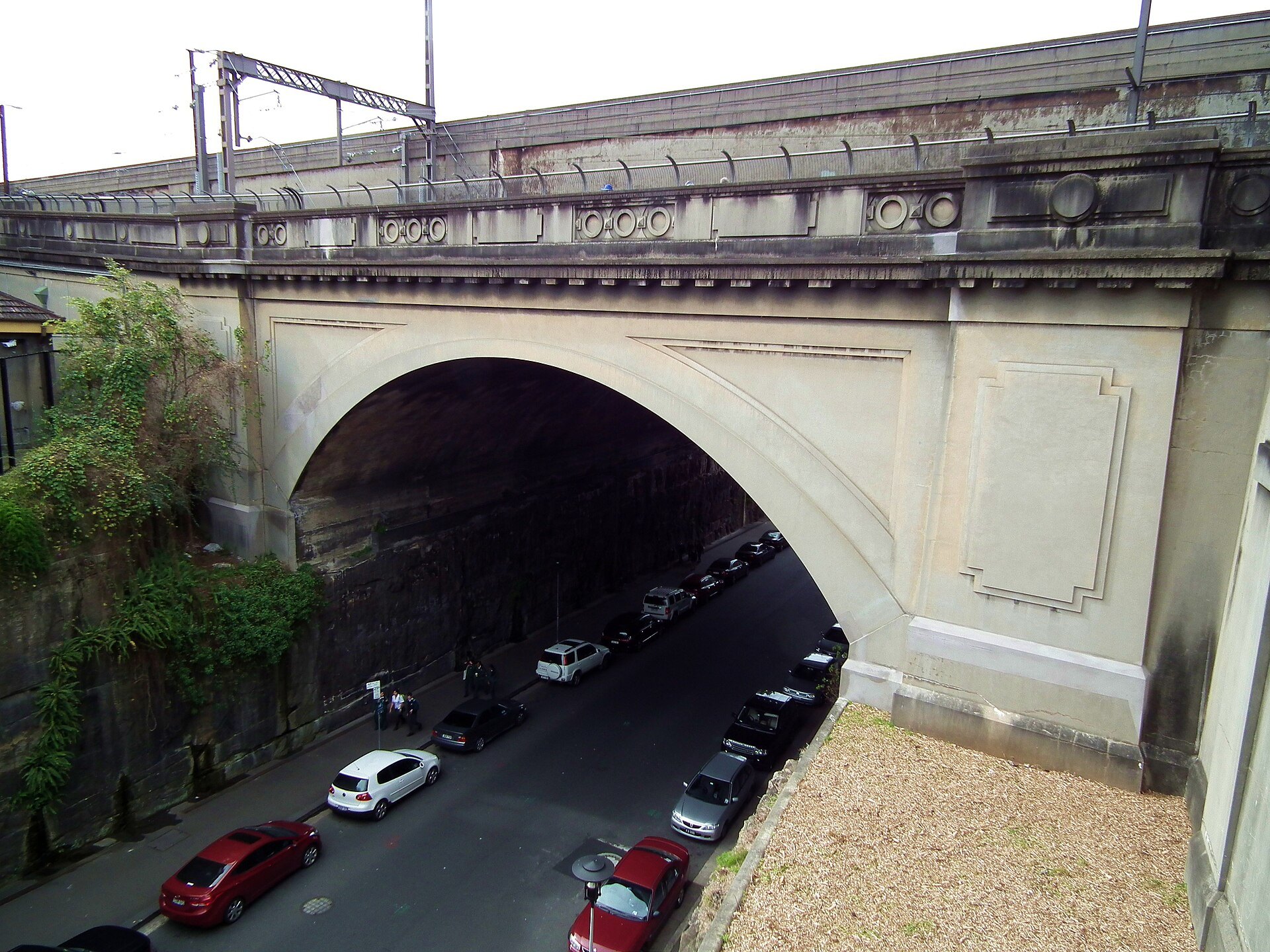 The Argyle Cut at the Rocks seen from above, the road running through the sandstone