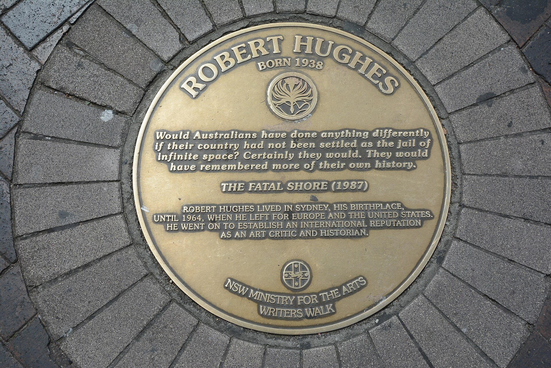 A bronze plaque set into the pavement of the Writers Walk at Circular Quay